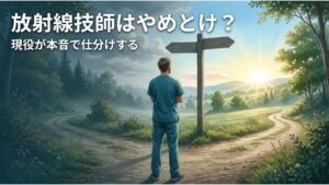 やめとけと言われる放射線技師の仕事を続けるか考える技師のイメージ